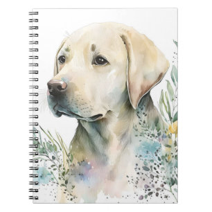 Waterverf Golden Labrador Retriever en Flowers Notitieboek