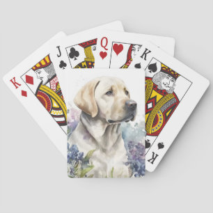 Waterverf Golden Labrador Retriever en Flowers Pokerkaarten