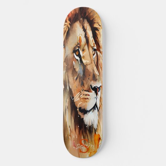 waterverf Golden Lion King Skateboard (Voorkant)