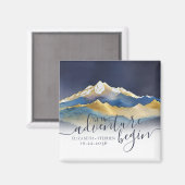 Waterverf Golden Mountains bruiloft bewaart de dat Magneet (Voorkant / Achterkant)