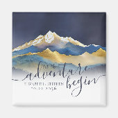 Waterverf Golden Mountains bruiloft bewaart de dat Magneet (Voorkant)