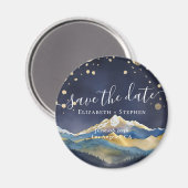 Waterverf Golden Mountains bruiloft bewaart de dat Magneet (Voorkant / Achterkant)