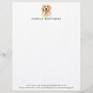 Waterverf Golden Retriever Briefpapier Briefhoofd