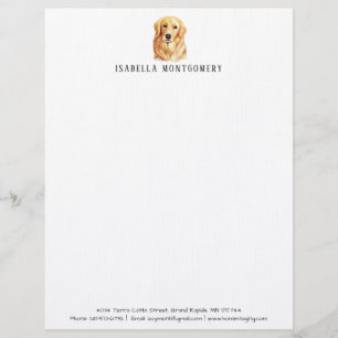 Waterverf Golden Retriever Briefpapier Briefhoofd