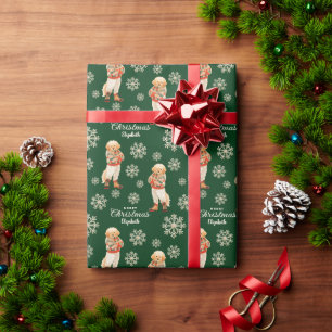 Waterverf Golden Retriever Hondenkerst Cadeaupapier