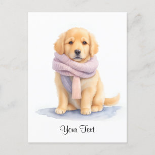 Waterverf Golden Retriever Puppy Dog Gepersonalise Briefkaart