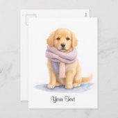 Waterverf Golden Retriever Puppy Dog Gepersonalise Feestdagenkaart (Voorkant / Achterkant)