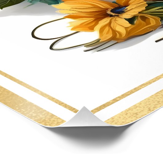 Waterverf Golden Retriever Puppy met Gold Lijst Perfect Poster (Hoek)