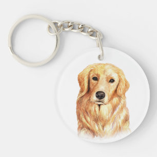 Waterverf Golden Retriever Sleutelhanger