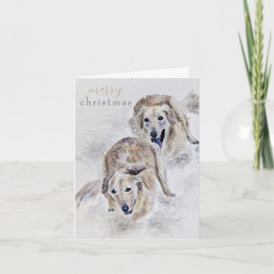 Waterverf Golden Retriever Snowy Christmas Kaart