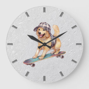 Waterverf Golden Retriever wandklok Grote Klok
