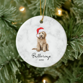 Waterverf Goldendoodle Boerderij Kerst Keramisch Ornament
