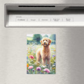 Waterverf Goldendoodle Dog Wildflower Field Magneet (Insitu (Vaatwasser))