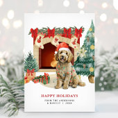 Waterverf Goldendoodle Kerst Kaart