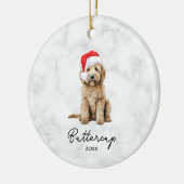 Waterverf Goldendoodle Kerstmis Keramisch Ornament (Links)