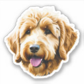 Waterverf Goldendoodle Sticker (Voorkant)