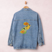 Waterverf Goldfinch Bird Marigold Garden Flower Denim Jacket (Hangar)