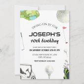 Waterverf Golf 10e verjaardagsfeest Kaart (Voorkant)