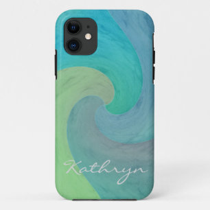 Waterverf Golf Turquoise Groen Persoonlijke Kunst iPhone 11 Hoesje