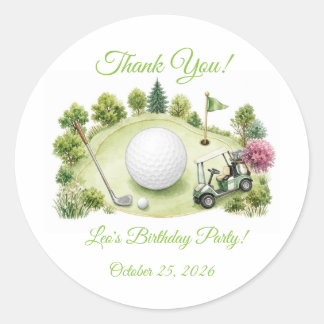 Waterverf Golfbaan Ronde Kinderverjaardagssticker Sticker