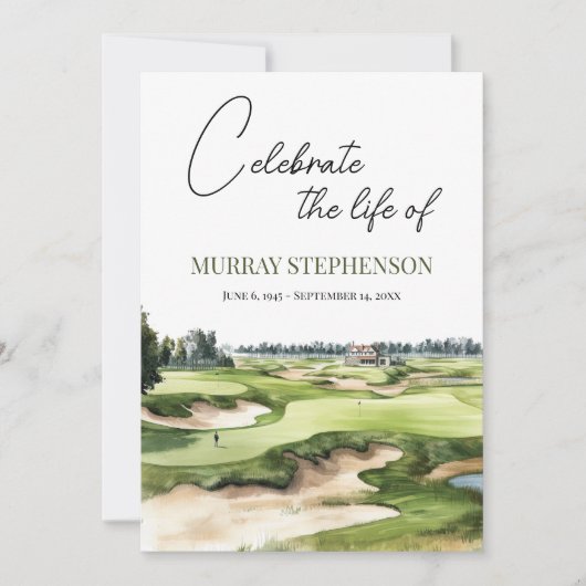 Waterverf golfbaan viering van het leven kaart (Voorkant)