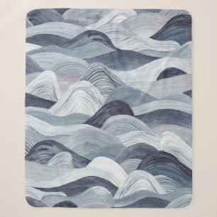 Waterverf golfpatroon. Naadloze achtergrond. Grijs Sherpa Deken