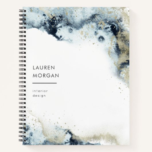 Waterverf golven en zand monogram notitieboek (Voorkant)