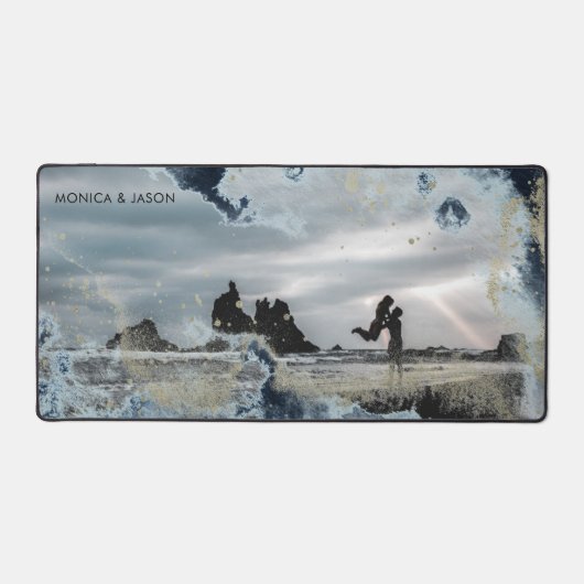 waterverf golven paar foto monogram bureaumat (Voorkant)