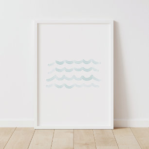 Waterverf golven strand kinderkamer decor poster