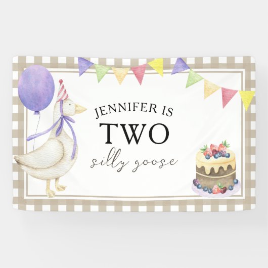 Waterverf Goose 2e verjaardag Welkom Spandoek (Horizontaal)