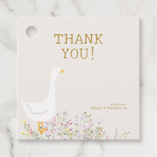 Waterverf Goose Wildflower Baby shower Bedankjes Labels (Voorkant)