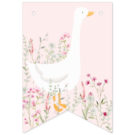 Waterverf Goose Wildflower Twins Baby shower Vlaggetjes (Eerste vlag)