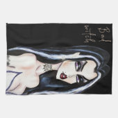 Waterverf Gothic Bad Witch Halloween Theedoek (Horizontaal)