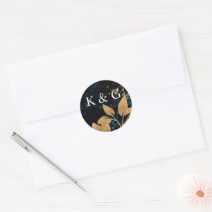 Waterverf Goud En Groen Monogram Sticker