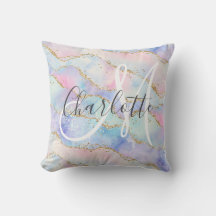 Waterverf goud glitter agate monogram