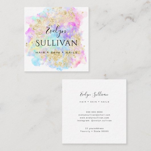 waterverf goud glitter visitekaartje (Voorkant / Achterkant)