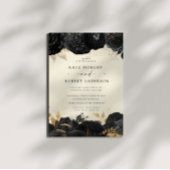 Waterverf Goud Zwart Rozen Bruiloft Uitnodiging