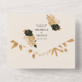 waterverf goudbruiloft (geen ENV nodig) All In One Uitnodiging (Achterkant)