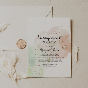 Waterverf Gouden Confetti Verloving Feest Kaart