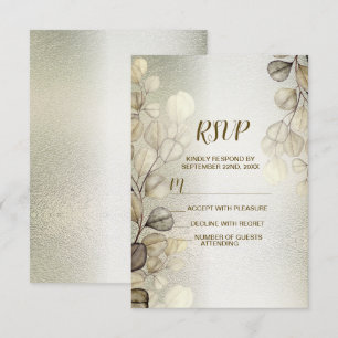 Waterverf Gouden Eucalyptus Foliage Huwelijk Glanz RSVP Kaartje