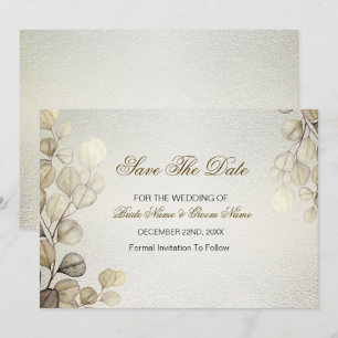 Waterverf Gouden Eucalyptus Foliage Huwelijk Glanz Save The Date