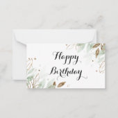 waterverf gouden groene botanische notitiekaartje (Voorkant)