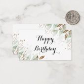 waterverf gouden groene botanische notitiekaartje (Voorkant / Achterkant in situ)