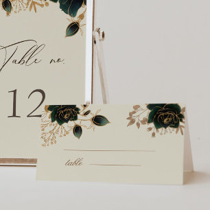 Waterverf Gouden Groene Rozen Trouwtafel Kaart