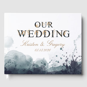 Waterverf gouden monogram bruiloft gastenboek