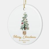 Waterverf Gouden Ornamenten Boom Vrolijk Kerstfees (Links)