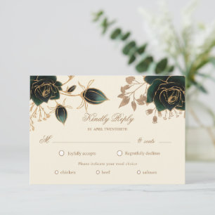 Waterverf Gouden Rozen RSVP Maaltijd Keuze Kaart