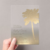 Waterverf gouden zandpalm boom Boho strand bruilof Acryl Uitnodigingen (Insitu (Draagbaar))