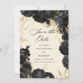 Waterverf Gouden Zwarte Rozen Sla de datum op Kaart