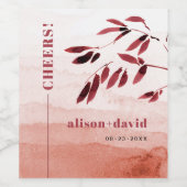 Waterverf gradiënt Japandi CHEERS bruiloft Wijn Etiket (Enkel label)